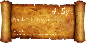 Apró Szilvia névjegykártya